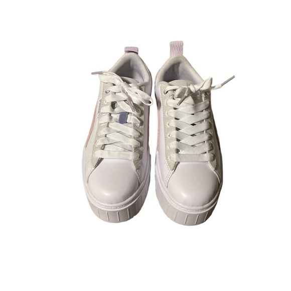 Puma Mayze Platform Sneakers Women’s 7 Lace Up Shoes White Casual New Pink - Picture 2 of 12